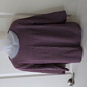 Talbots ~ Plum Print‎ Top with Bows in XLarge